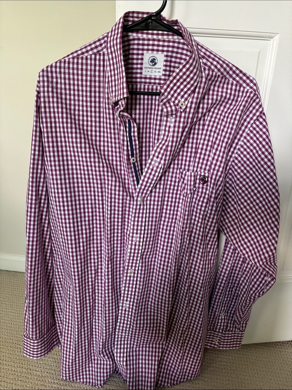 Southern Proper Men's Check Button-Down Shirt - Purple/White